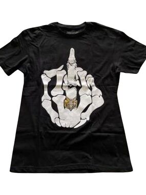 Falling in Reverse Middle Finger Cancel Me F♡♡k You Skeleton Black Tee Small